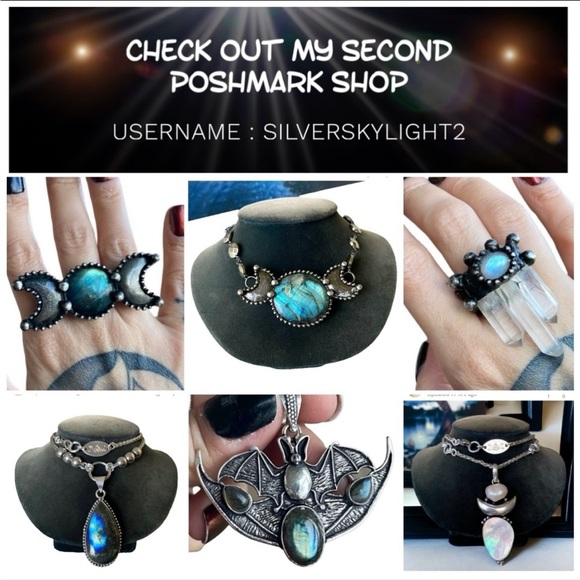 Handmade maille choker necklace blue purple aura crystal stainless steel chain - Picture 11 of 14